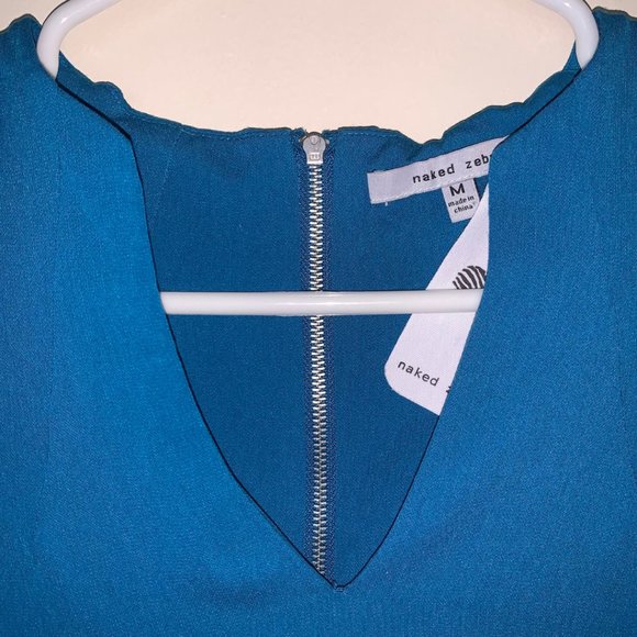 Naked Zebra Blue Midi Dress Size M Light Weight - Picture 4 of 7